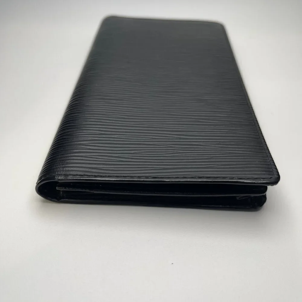 LOUIS VUITTON Vintage Epi Porte Cartes Credit Long Wallet, Black - Preowned